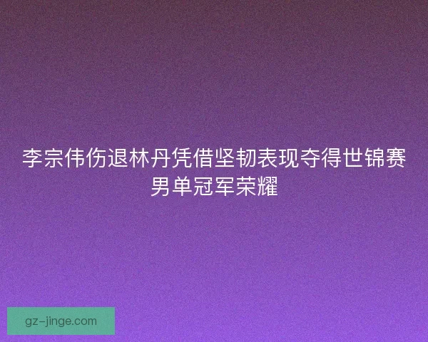 李宗伟伤退林丹凭借坚韧表现夺得世锦赛男单冠军荣耀